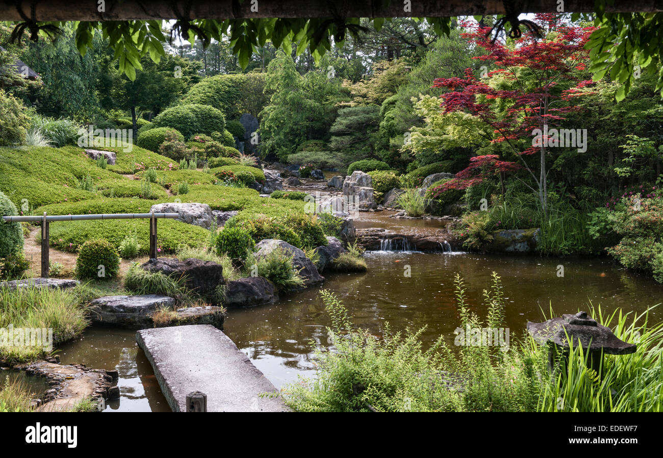 Taizo-in zen temple, Myoshin-ji, Kyoto, Japan. The modern pond garden designed in 1963 Stock Photo