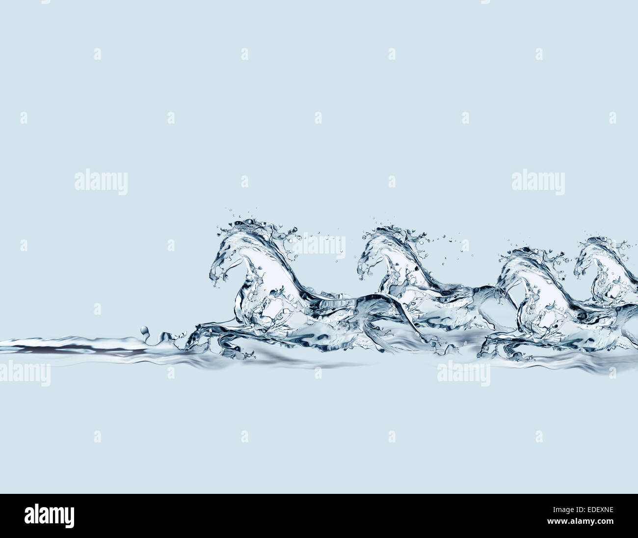 A group of horses made of water galloping in water Stock Photo Alamy