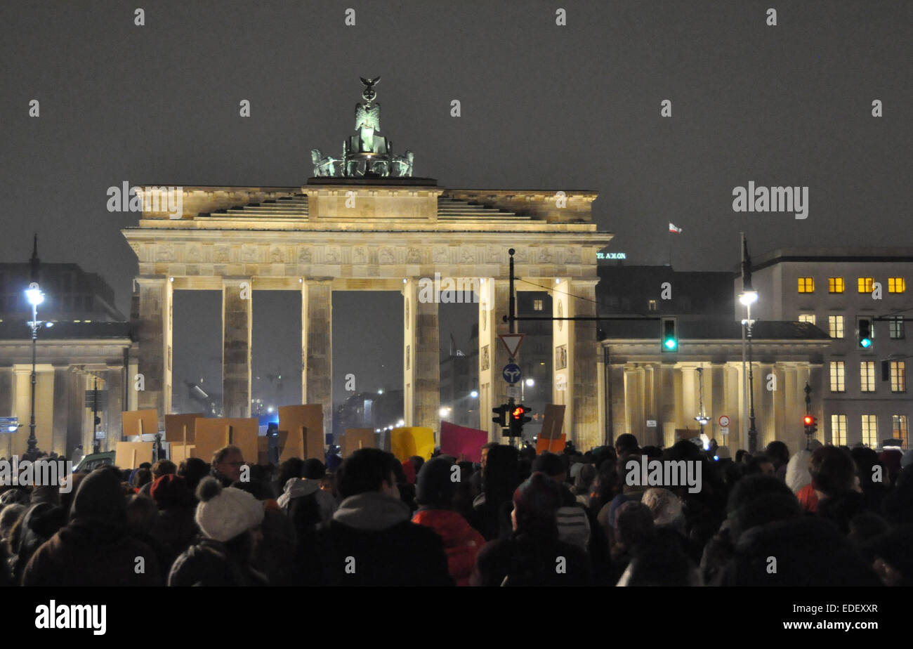 Patriotic Europeans against the Islamization of the West, PEGIDA, Brandenburg Gate Stock Photo