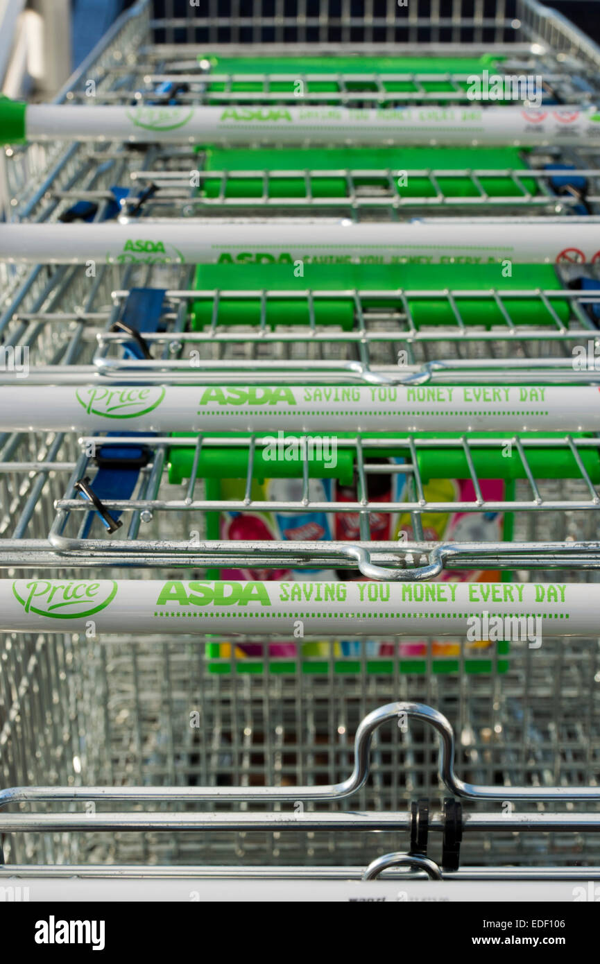 Asda shopping trolleys Stock Photo