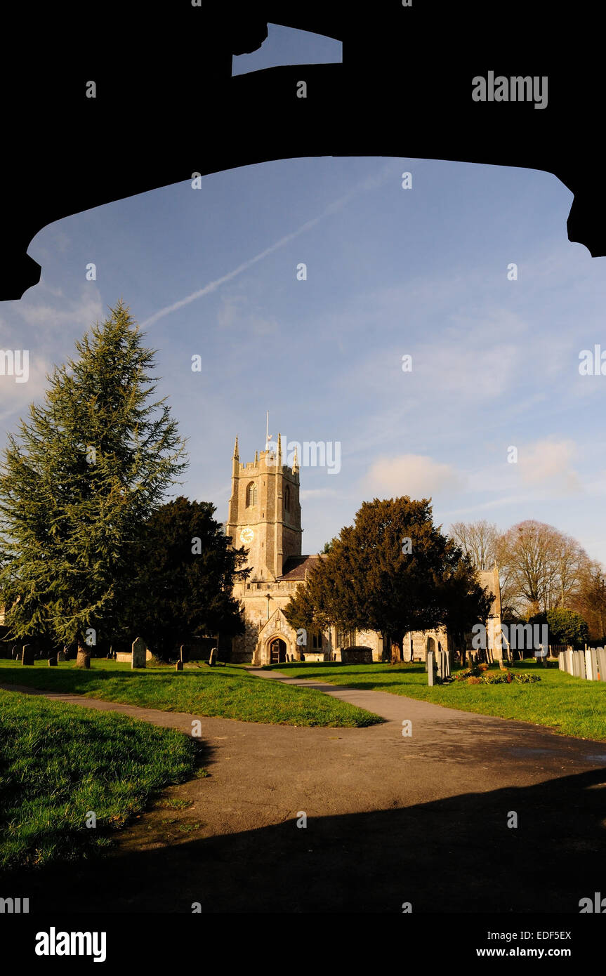 St James church, Avebury, seen through the lych-gate. Stock Photo