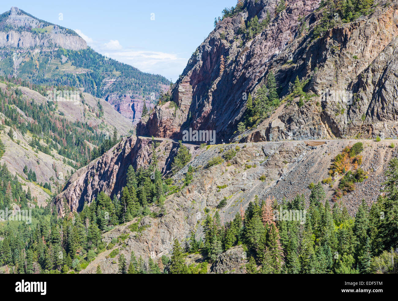 Route 550 San Juan Skyway Scenic Byway also known as Million Dollar Highway between Ouray and Silverton in Colorado Stock Photo