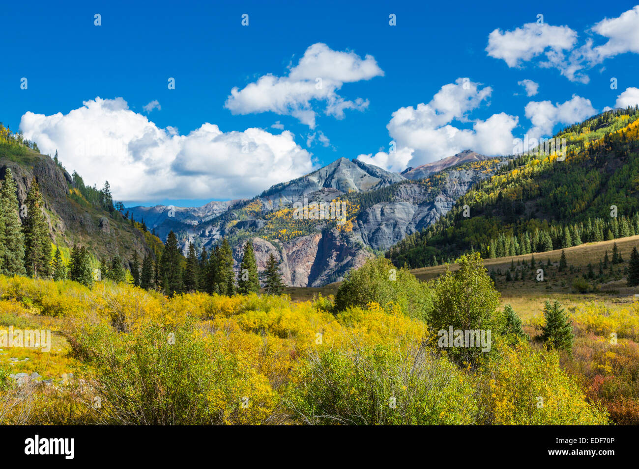 View along Route 550 San Juan Skyway Scenic Byway or Million Dollar Highway in Colorado Stock Photo