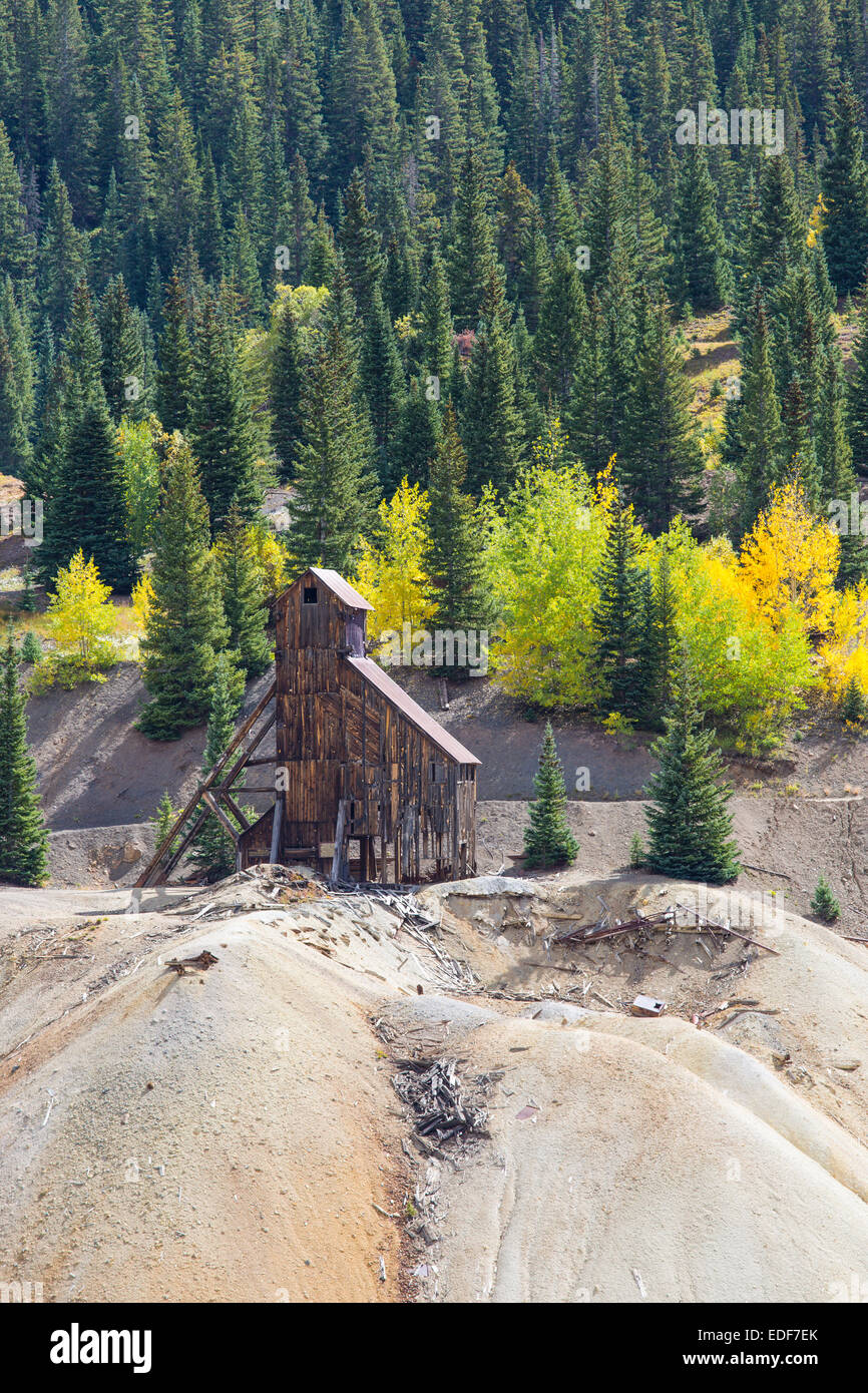 Yankee Girl Mine along  Route 550 San Juan Skyway Scenic Byway or Million Dollar Highway in Colorado Stock Photo