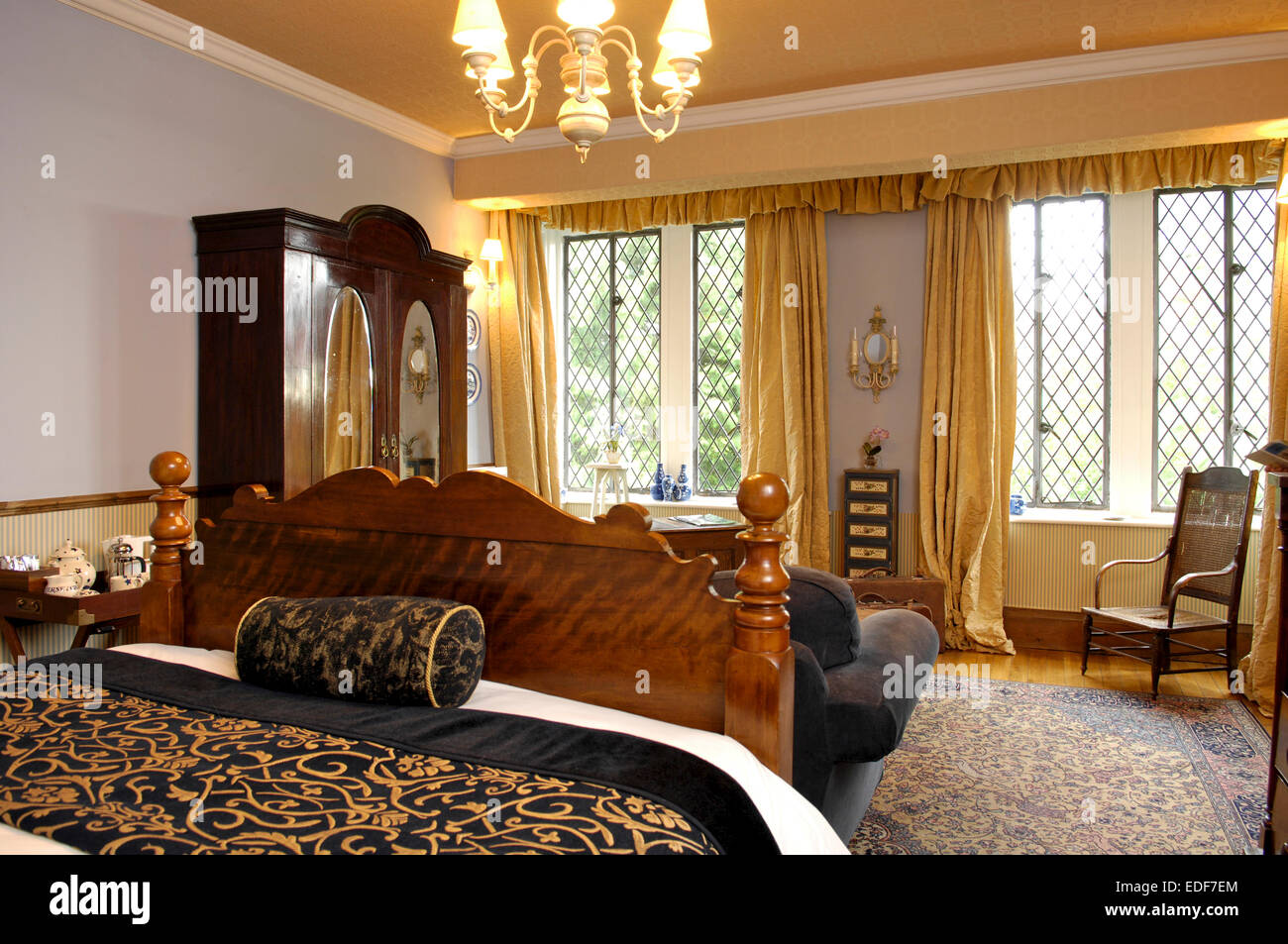 Bedroom in Augill Castle, Cumbria Stock Photo