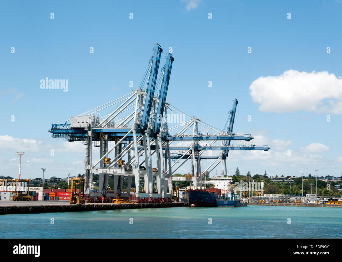 Cargo Cranes in Auckland Harbour, New Zealand Stock Photo Alamy