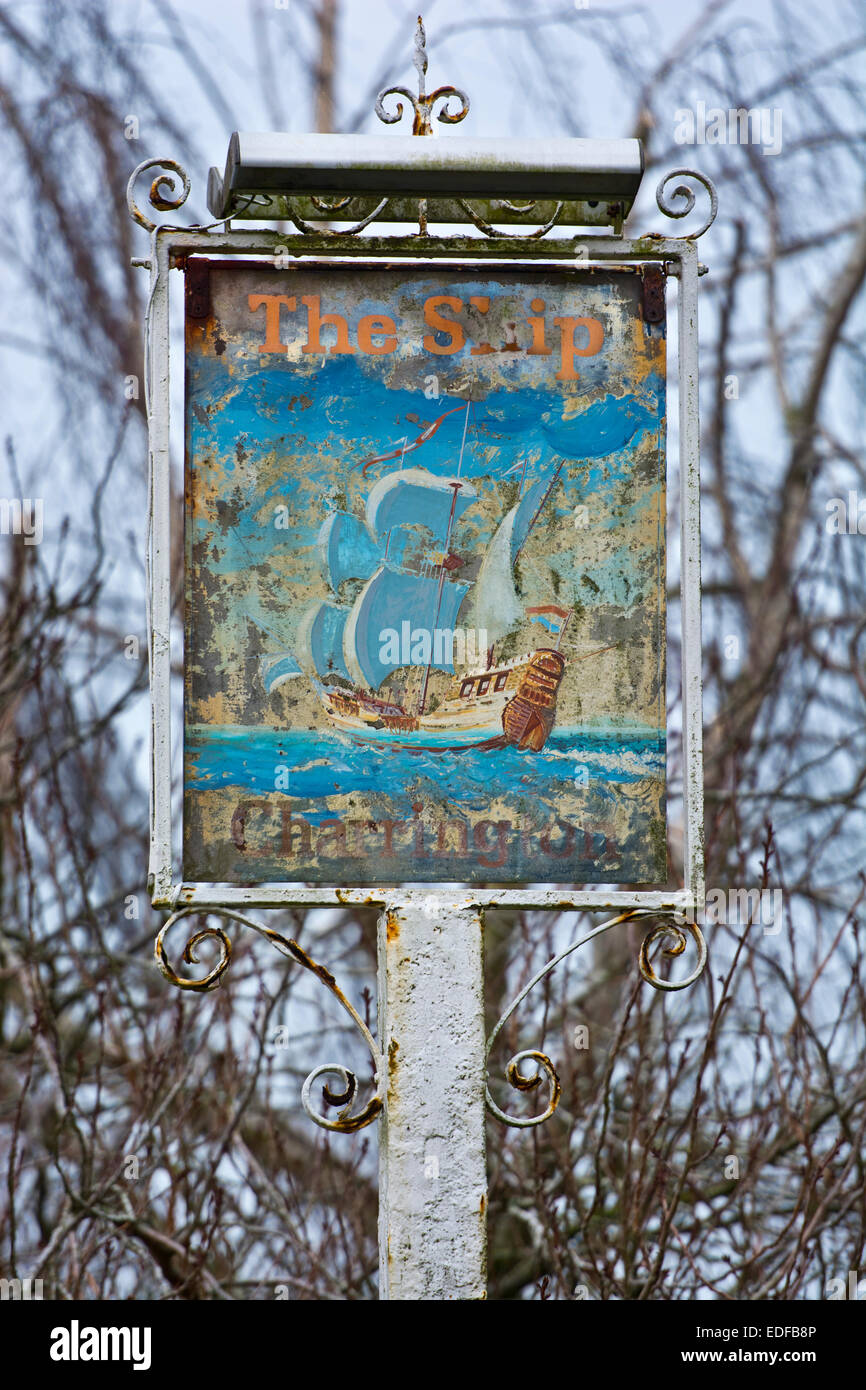 Ship old pub sign Stock Photo