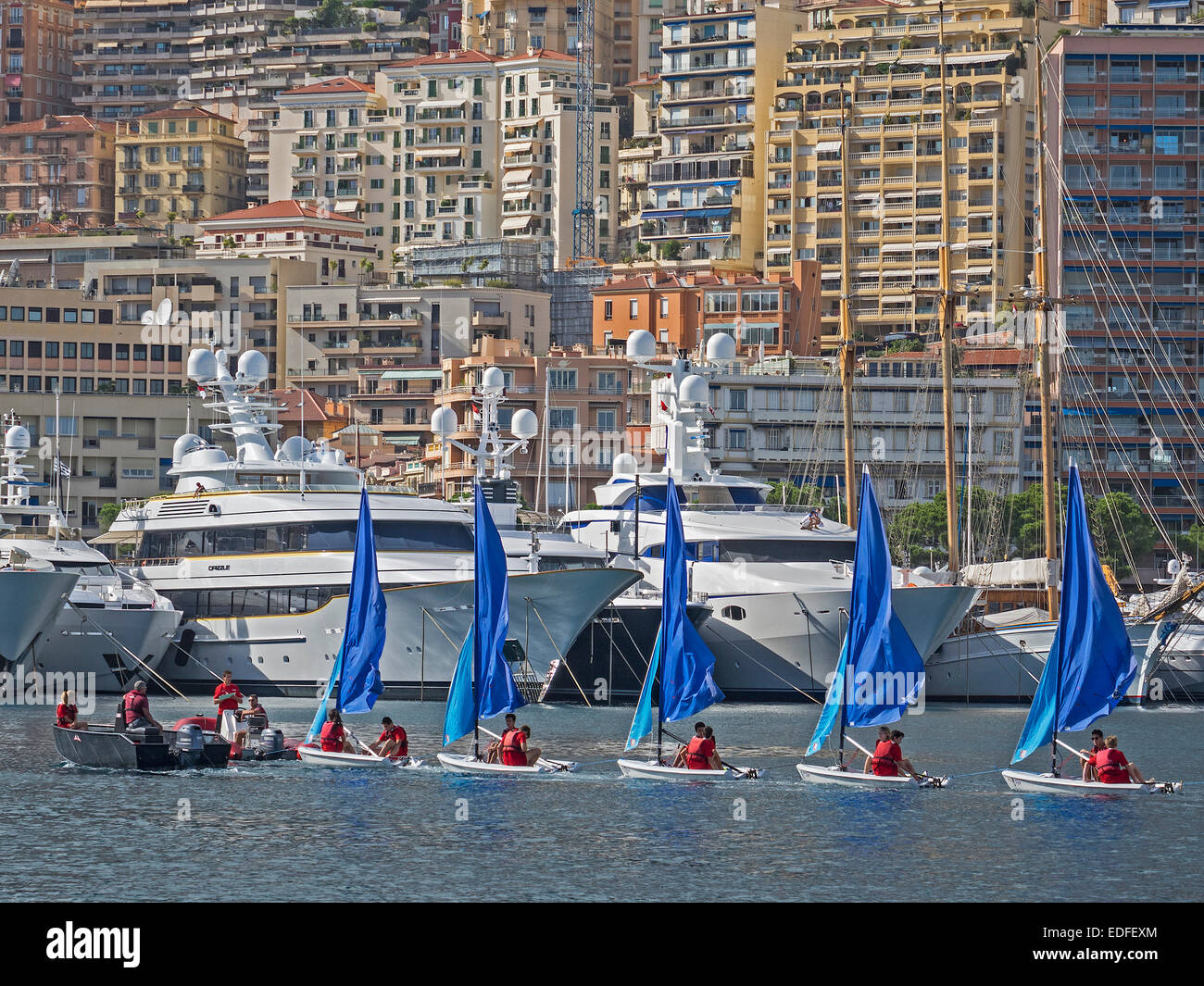 Yacht Training Monte Carlo Harbour Monaco Stock Photo Alamy