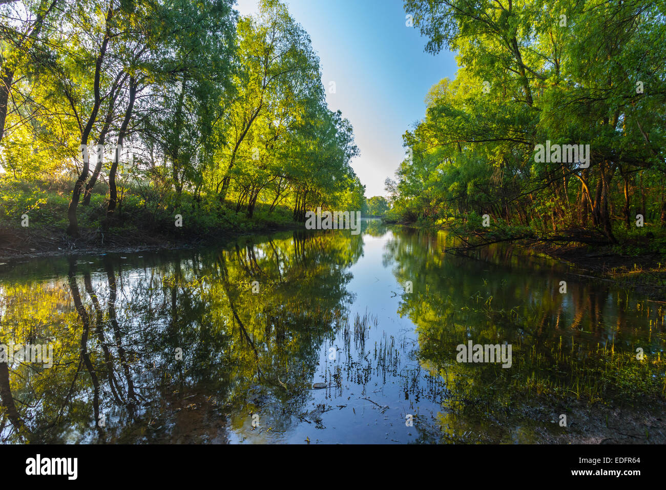 Clouds reflecting in the lake Stock Photo - Alamy