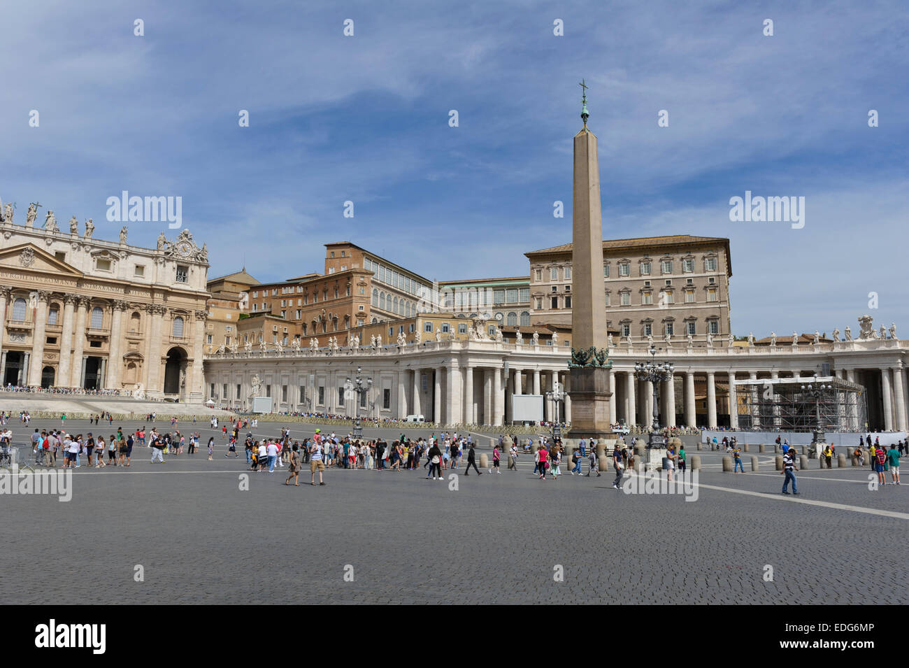 Tourists in Iconic St Peter's square by the Egyptian obelisk in Vatican ...