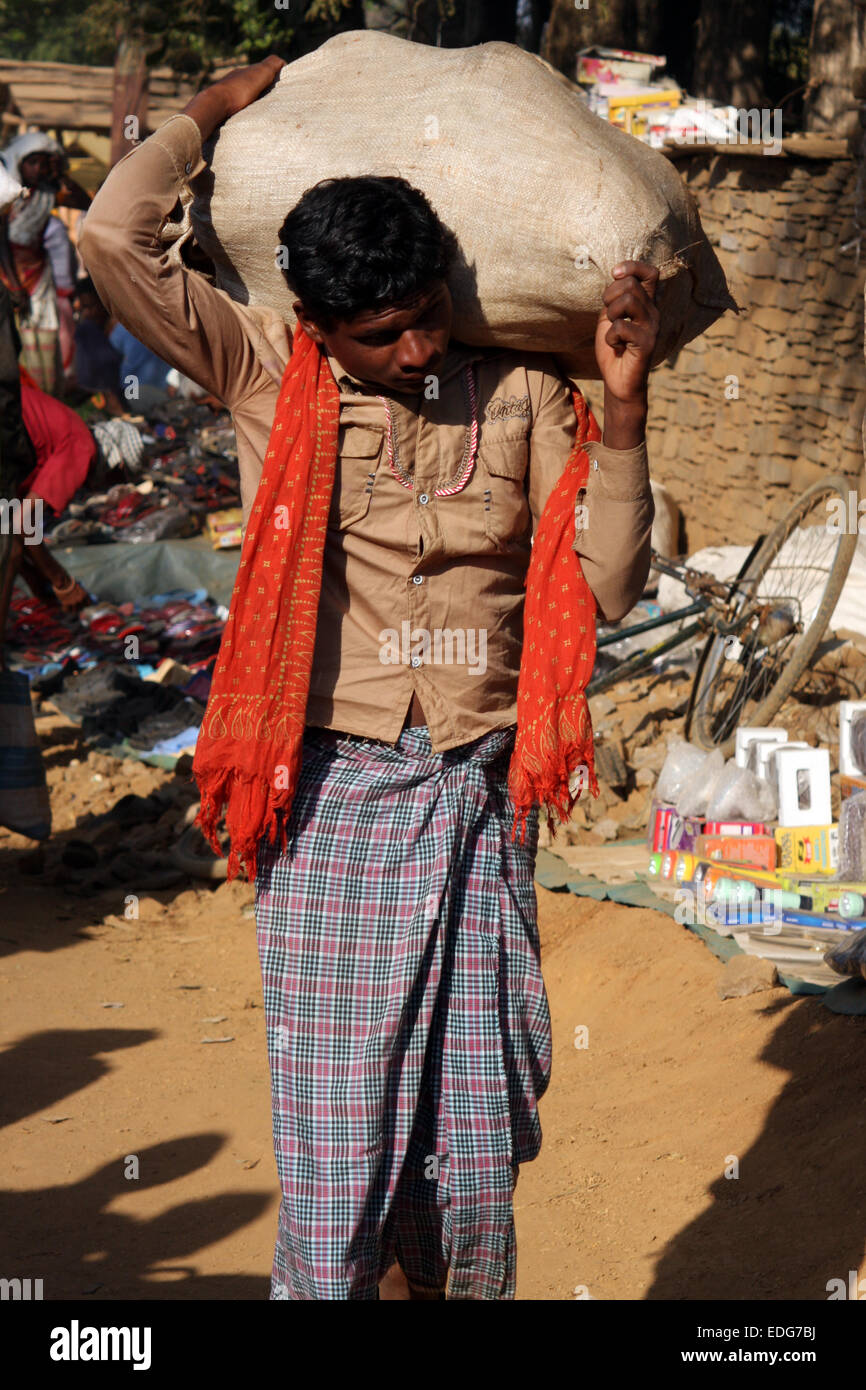 Adivasi boy in Tokapal market, Chhattisgarh, Madyha Pradesh, India Stock Photo