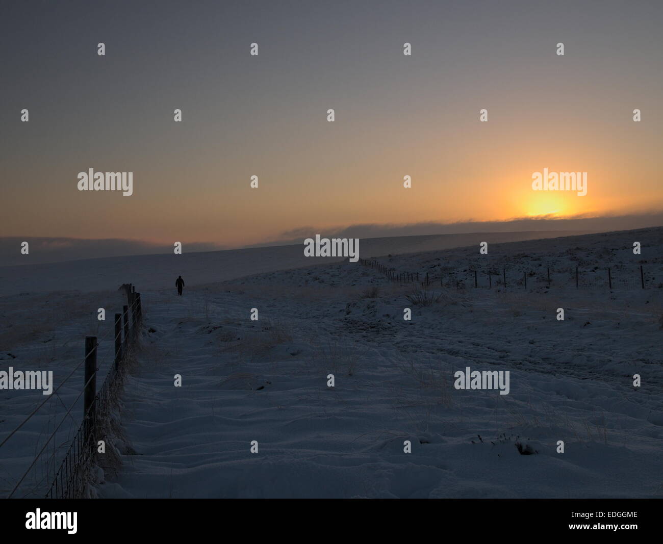 Winter snow scene near the Standedge Cutting on the A62 between Oldham and Huddersfield in the North of England Stock Photo