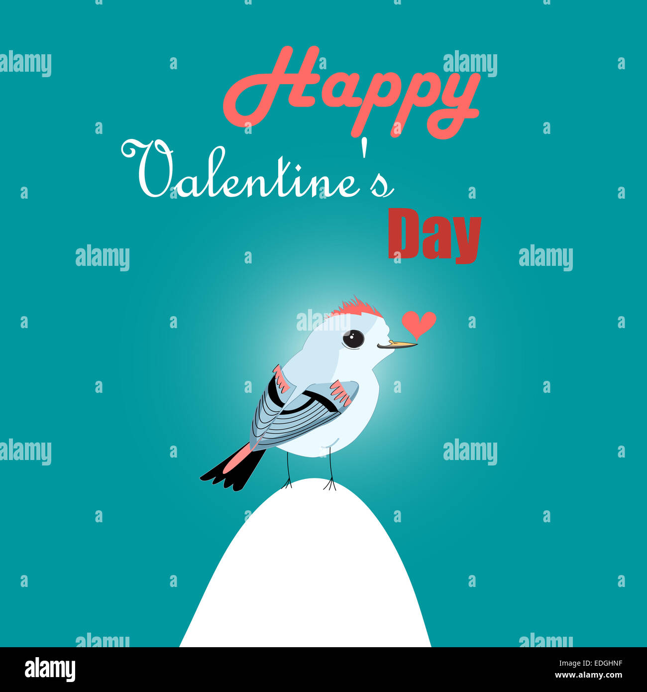 graphic greeting card with a bird in love Stock Photo