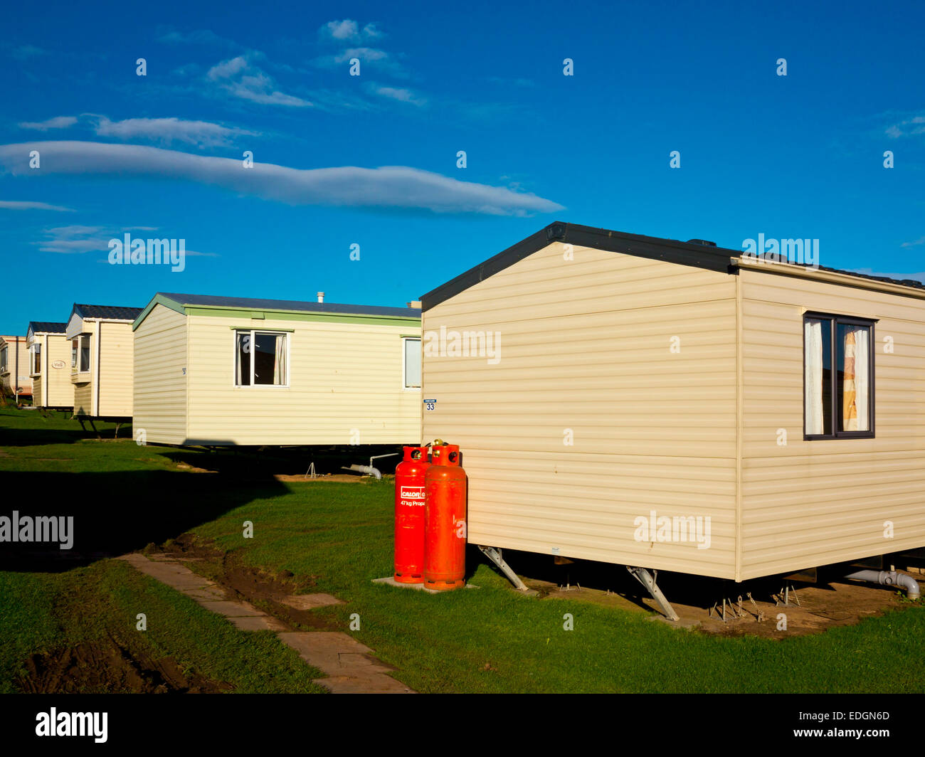 Static caravans on a holiday site at Berwick upon Tweed in Northumberland England UK Stock Photo