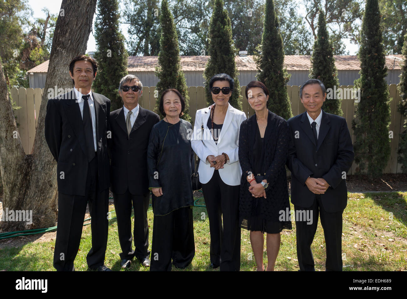 Vietnamese-Americans, Vietnamese-American people, adult women, adult men, friends, Vietnamese funeral, Little Saigon, city of Westminster, California, Stock Photo