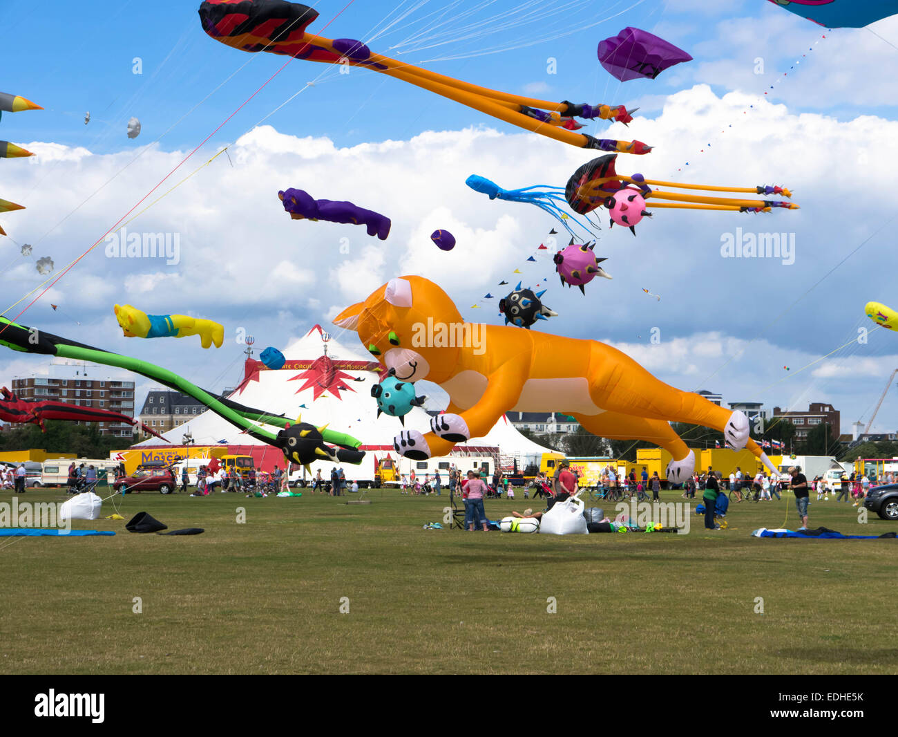 Kites flying at Portsmouth international Kite festival Stock Photo