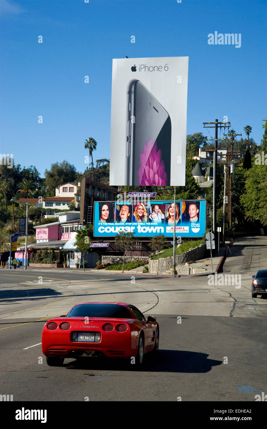 Giant billboards on the Sunset Strip in Los Angeles, California, USA Stock Photo