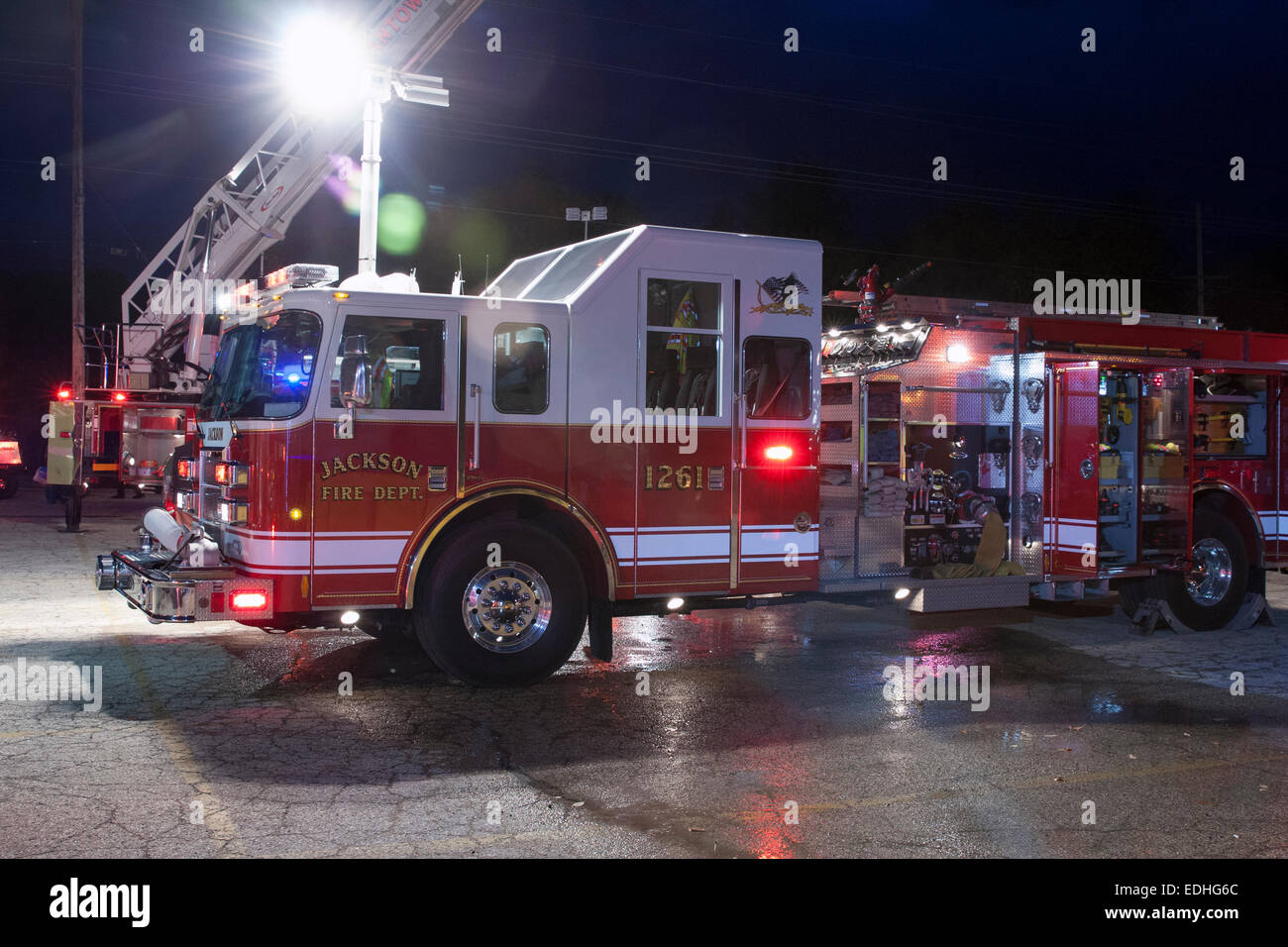 Jackson Fire Department at National Night Out in Richfield WI Stock