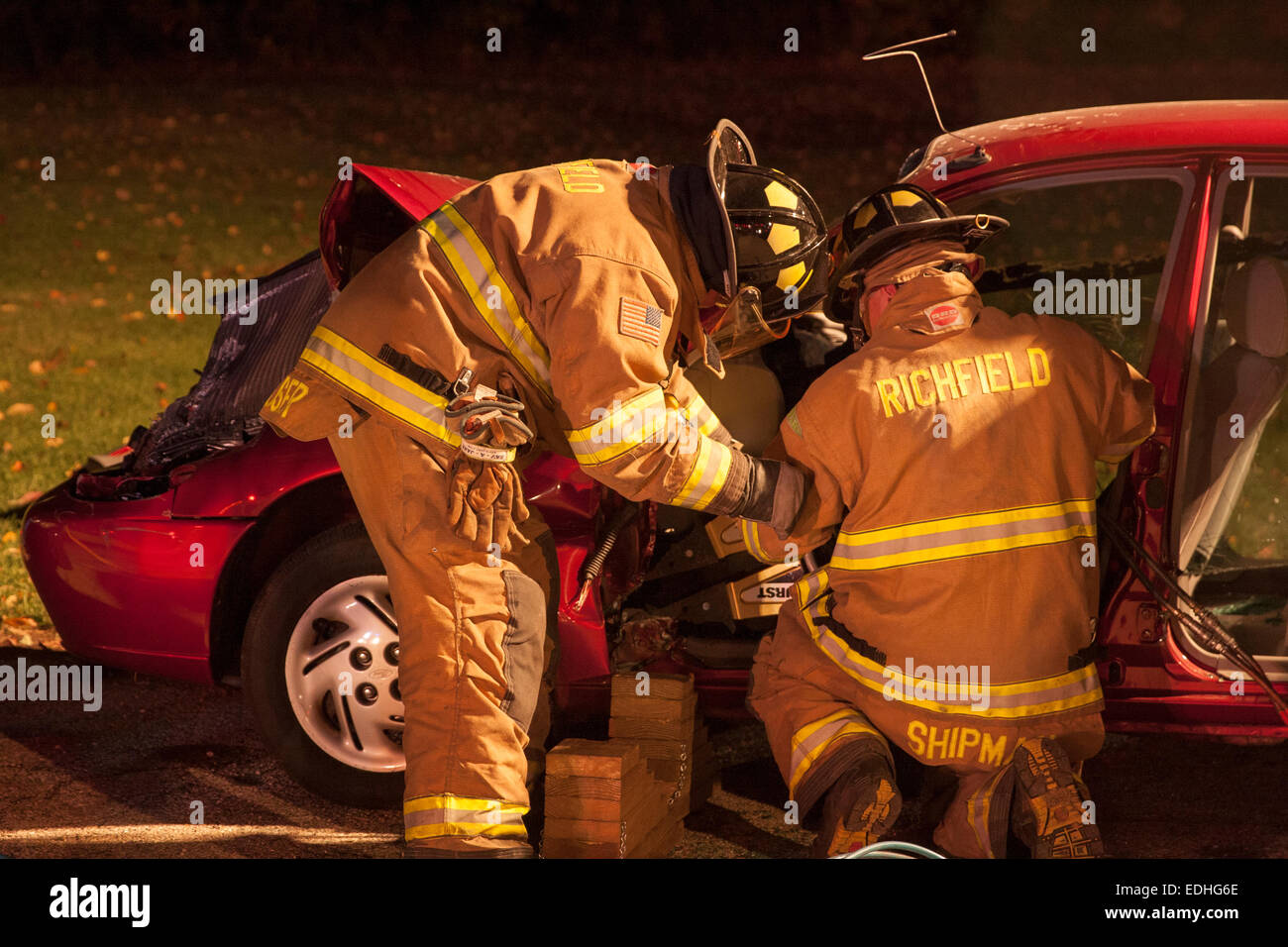 Richfield Fire Department Firefighters Performing Extrication ...