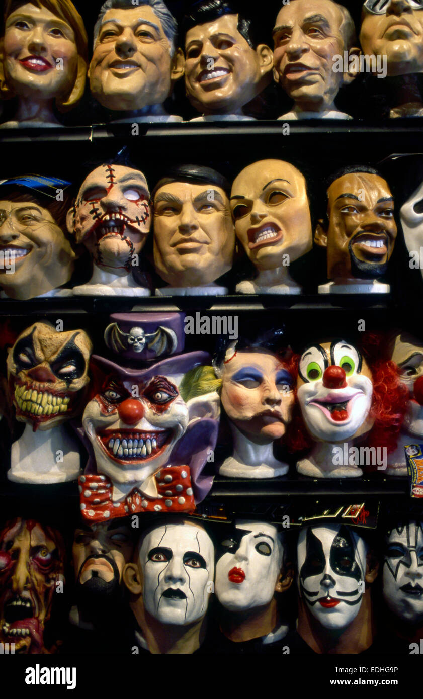 Halloween masks on display in shop on Hollywood Blvd Stock Photo - Alamy