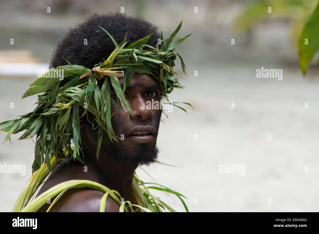 Republic of Vanuatu, Torres Islands, Loh Island. Folkloric demonstration of ceremonial dance. Stock Photo