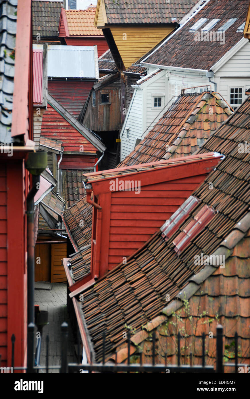 Rooftops of Bryggen, Bergen, Norway Stock Photo - Alamy