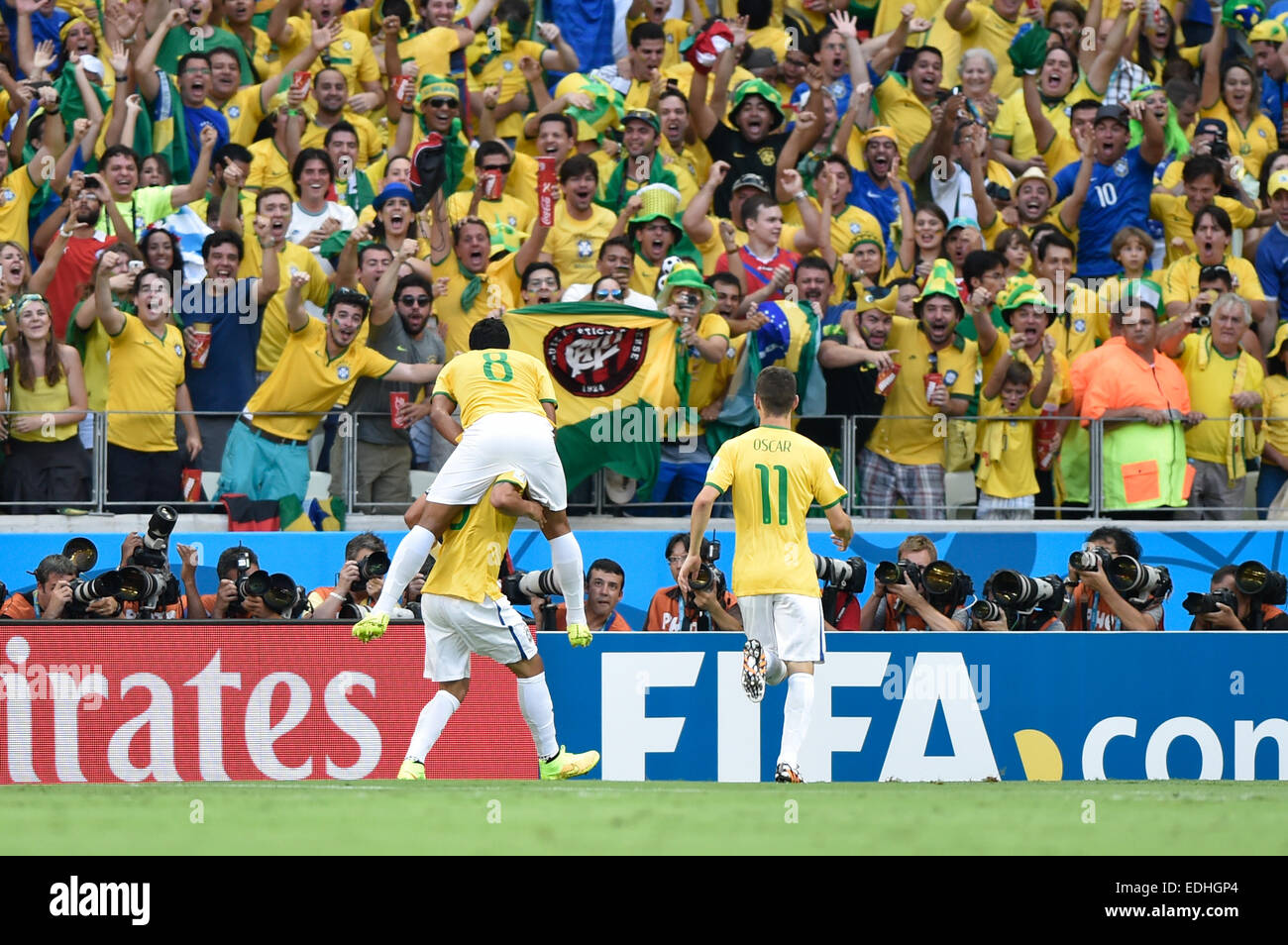 2014 FIFA World Cup - Quarter-Finals, Brazil (2) v (1) Colombia, held at Arena Castelão  Where: Fortaleza, Brazil When: 04 Jul 2014 Stock Photo