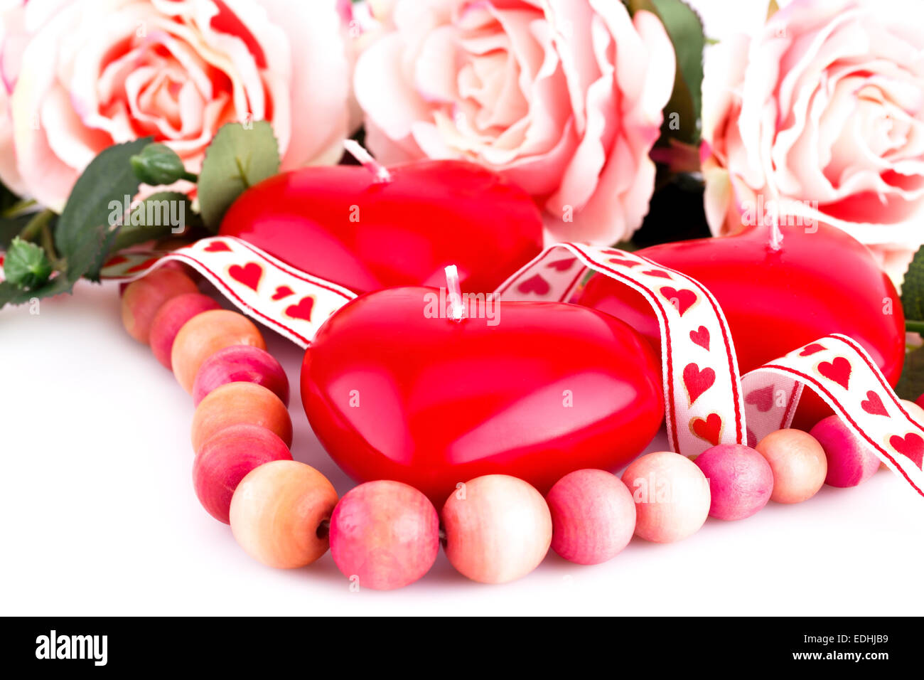 Isolated heart roses ribbon hi-res stock photography and images - Alamy