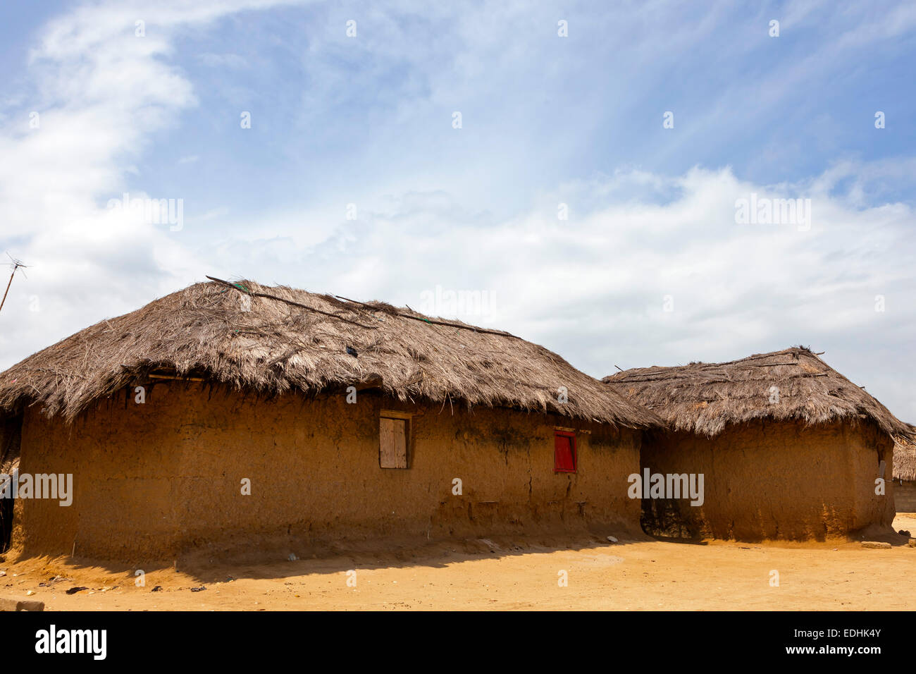 Houses at Ada Foah, Greater Accra, Ghana, Africa Stock Photo