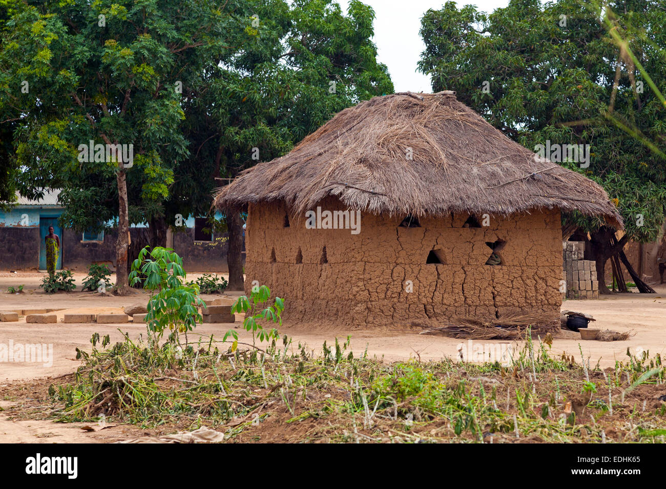 Thatched house, Ada, Greater Accra, Ghana, Africa Stock Photo