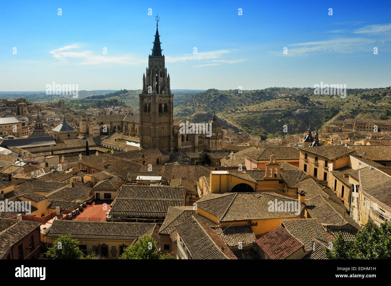 view of old part of Toledo and Cathedral, Spain Stock Photo