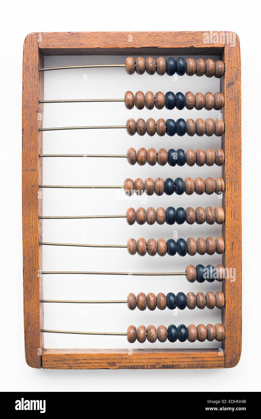 vintage wooden abacus on isolated on white Stock Photo