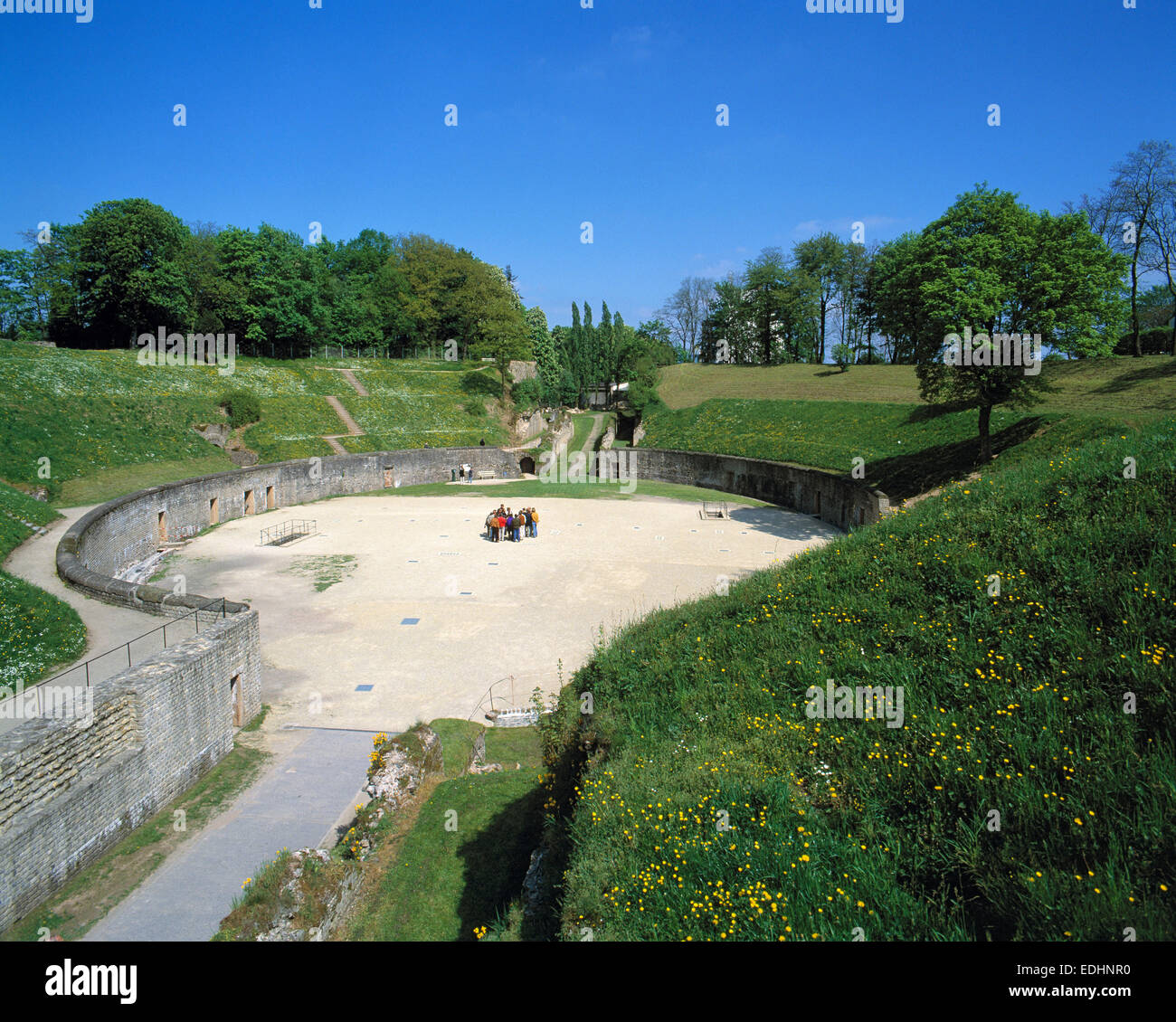 UNESCO Weltkulturerbe, Amphitheater aus der Roemerzeit und der Antike in Trier, Mosel, Rheinland-Pfalz Stock Photo