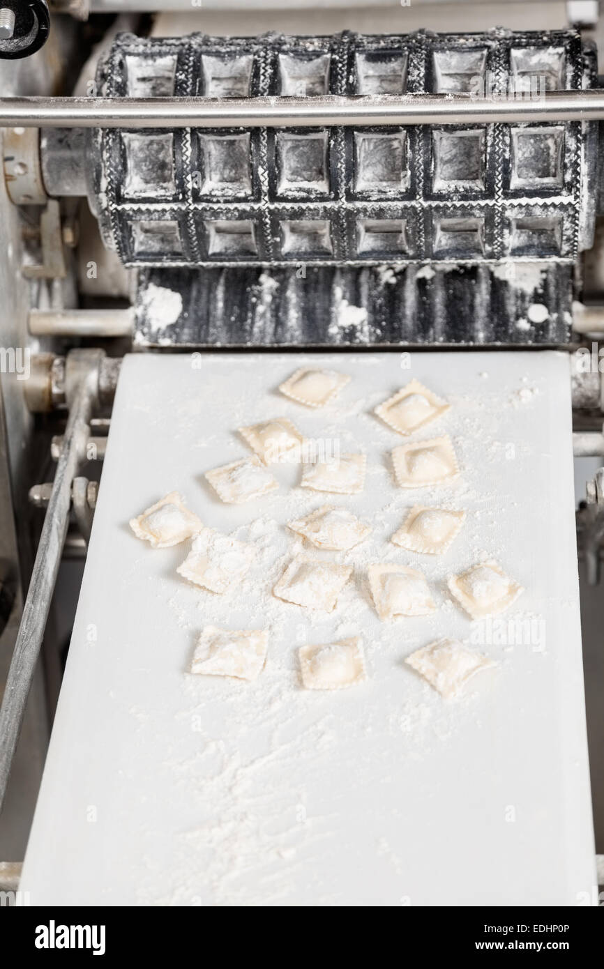 Ravioli Pasta On Automated Machine Stock Photo