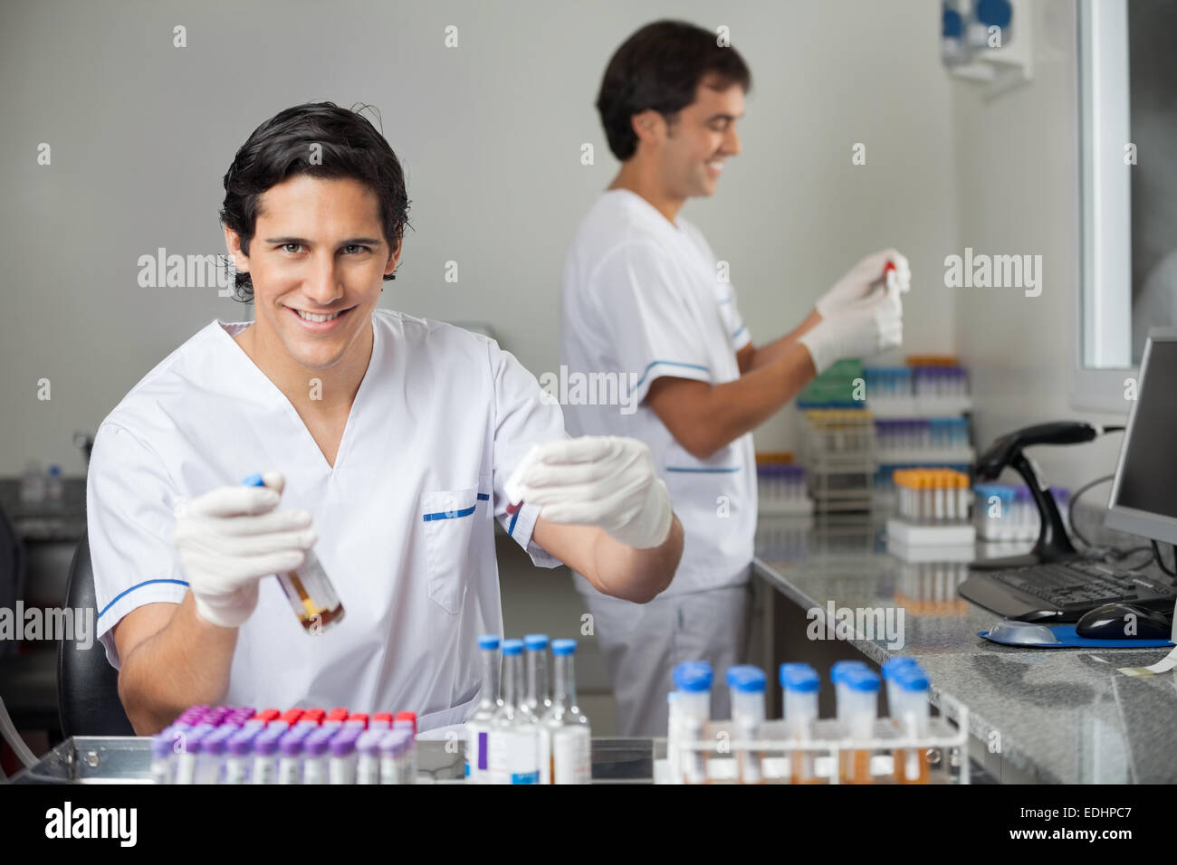 Researchers Analyzing Samples In Lab Stock Photo Alamy
