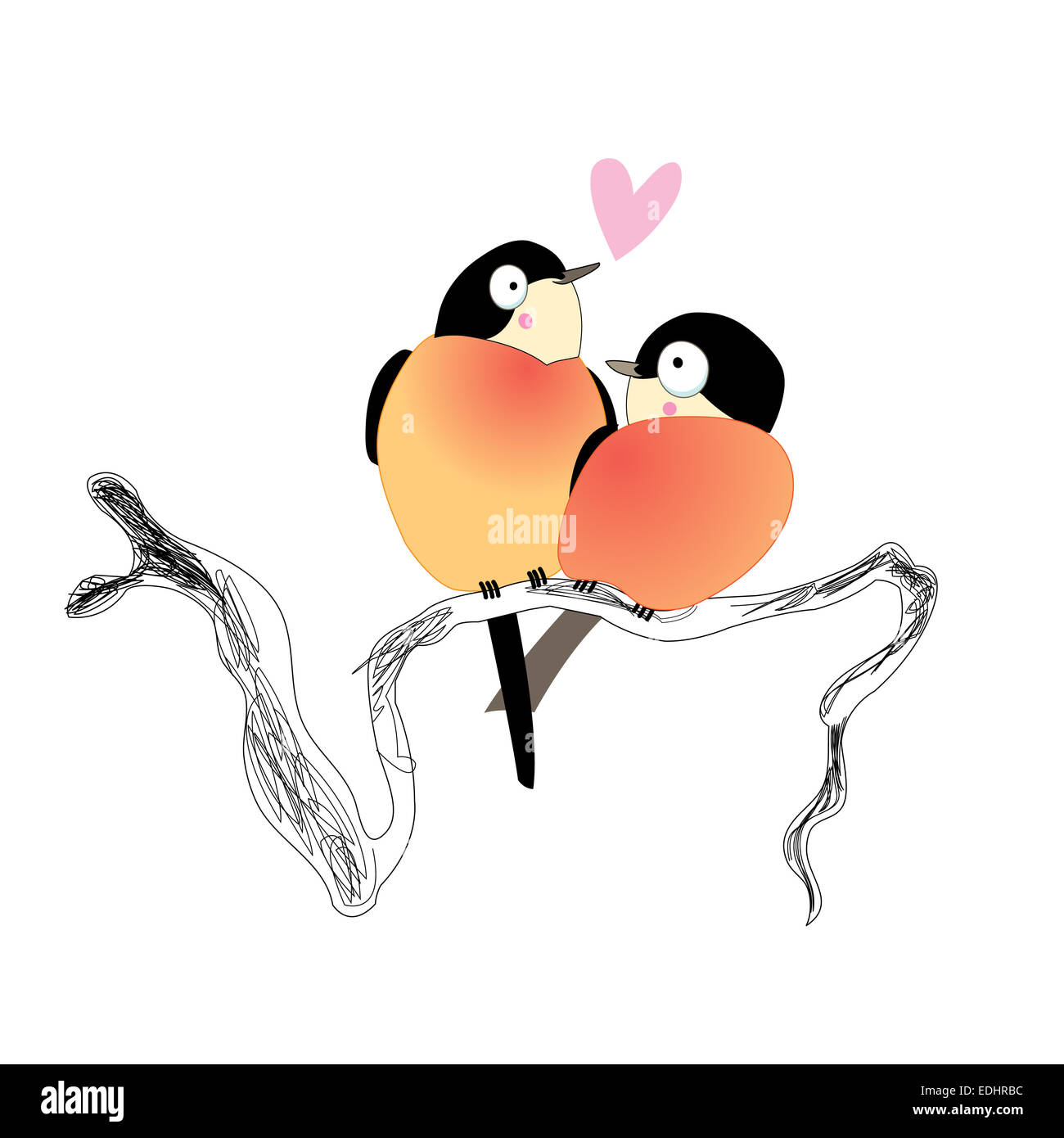 Birds in love on a white background Stock Photo