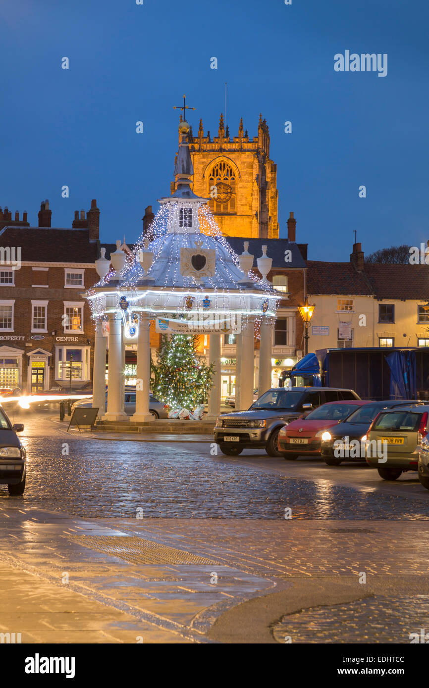 Beverley market place and band stand at dusk. Stock Photo