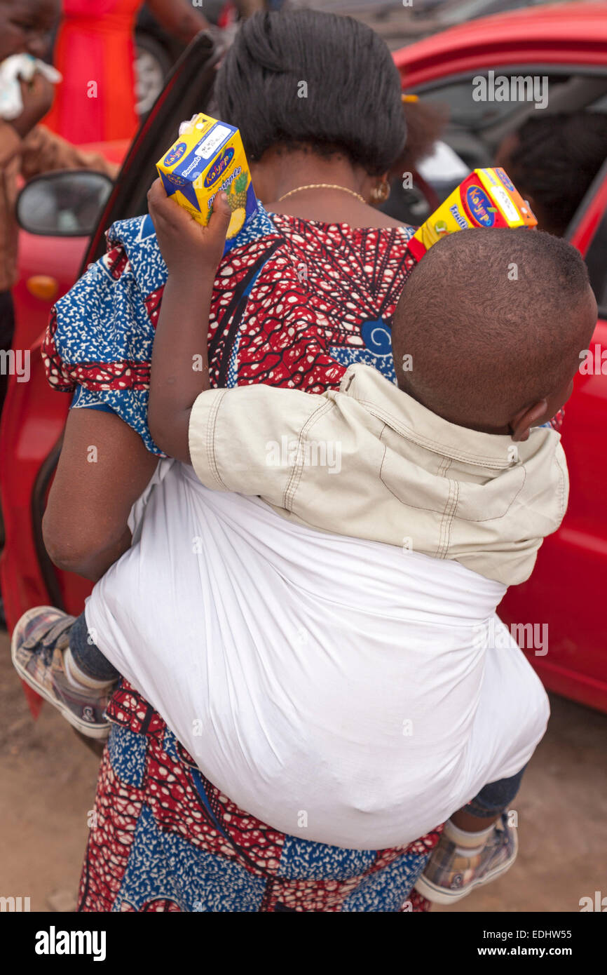 African woman and baby, Accra, Ghana, Africa Stock Photo