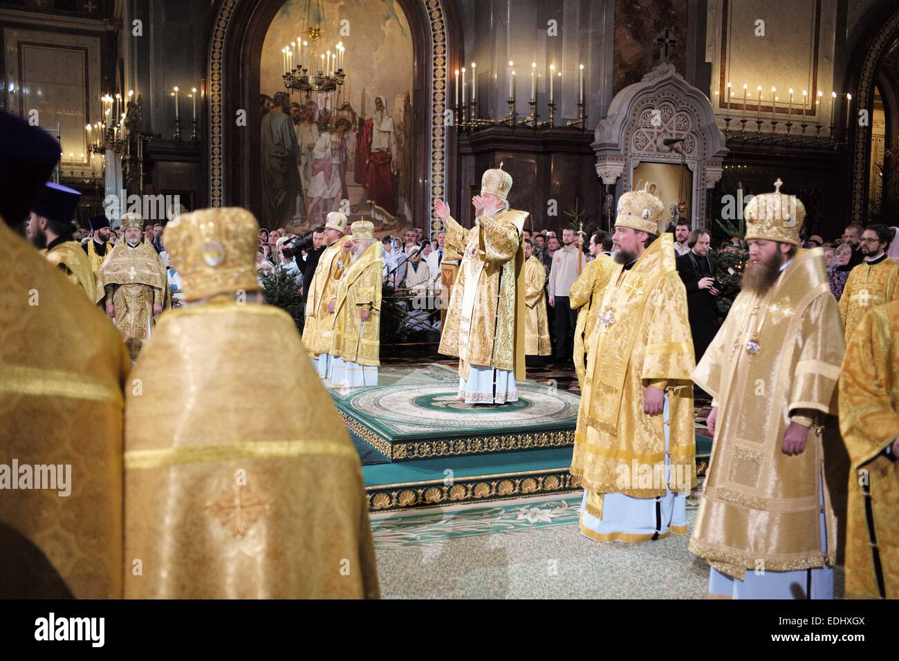 Moscow, Russia. 07th Jan, 2015. Russian Orthodox Patriarch Kirill