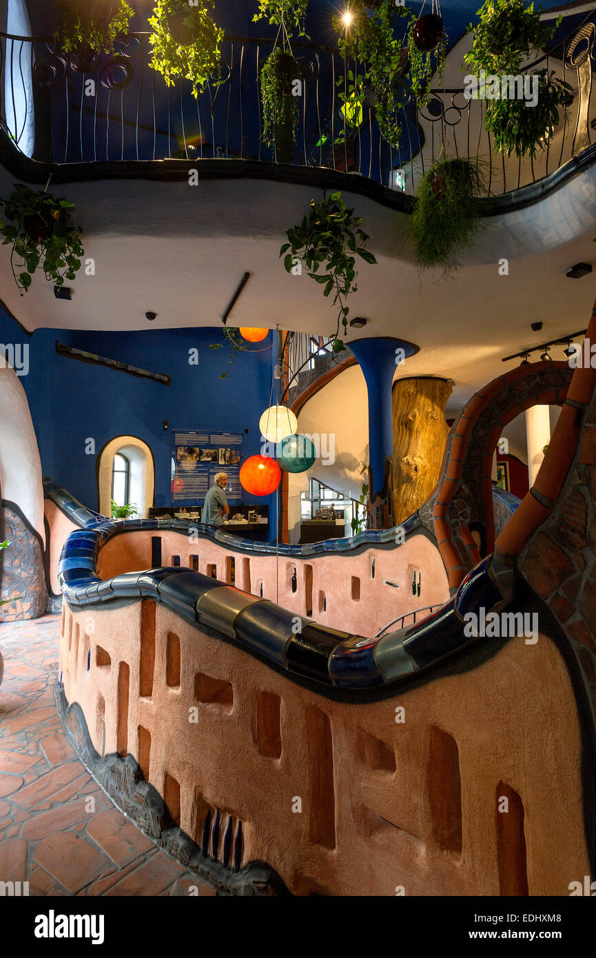 Staircase in the Kunsthaus Abensberg by Peter Pelikan, exhibition hall Friedensreich Hundertwasser at the brewery Kuchlbauer Stock Photo