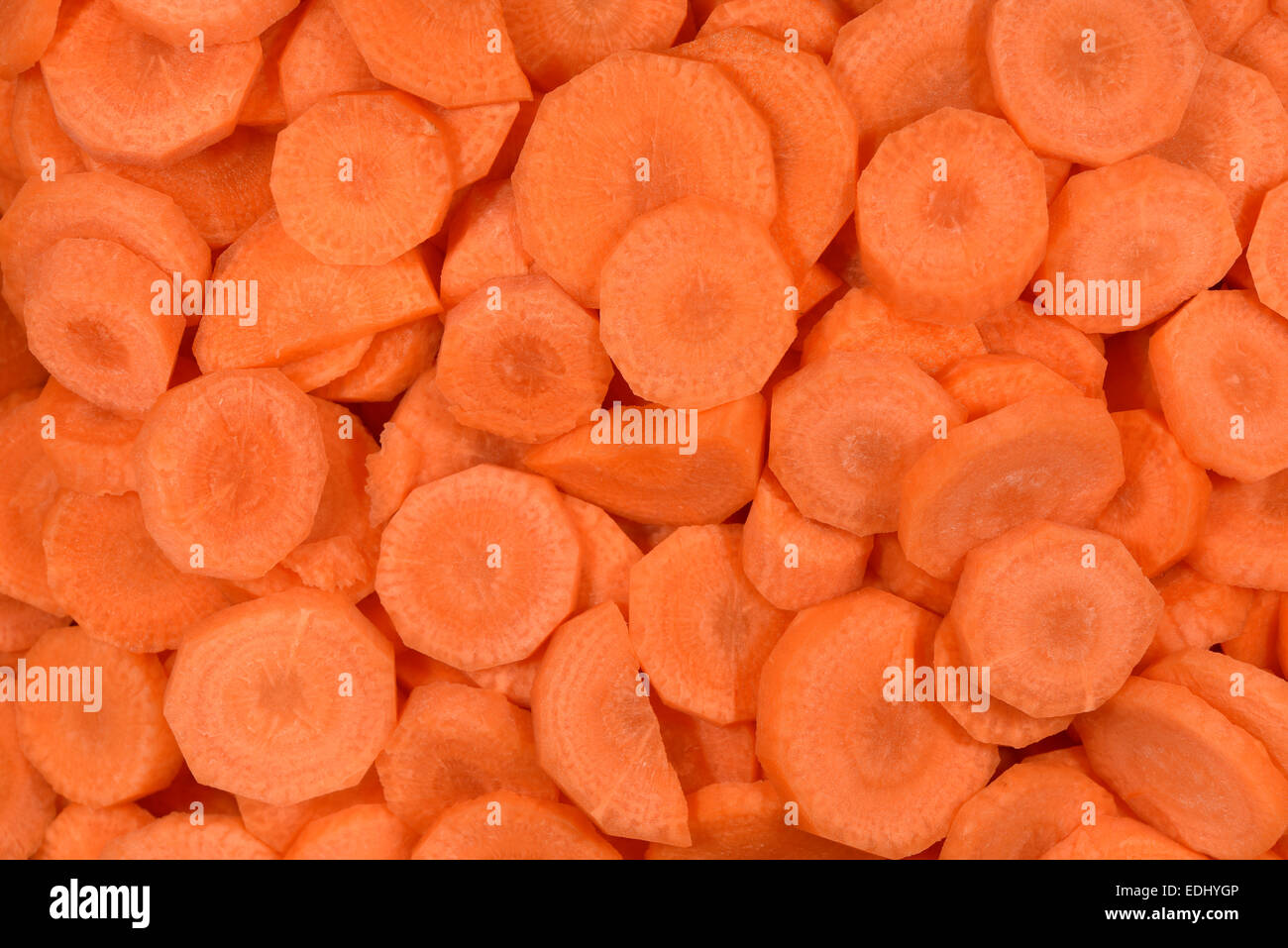 Freshly sliced carrots Stock Photo