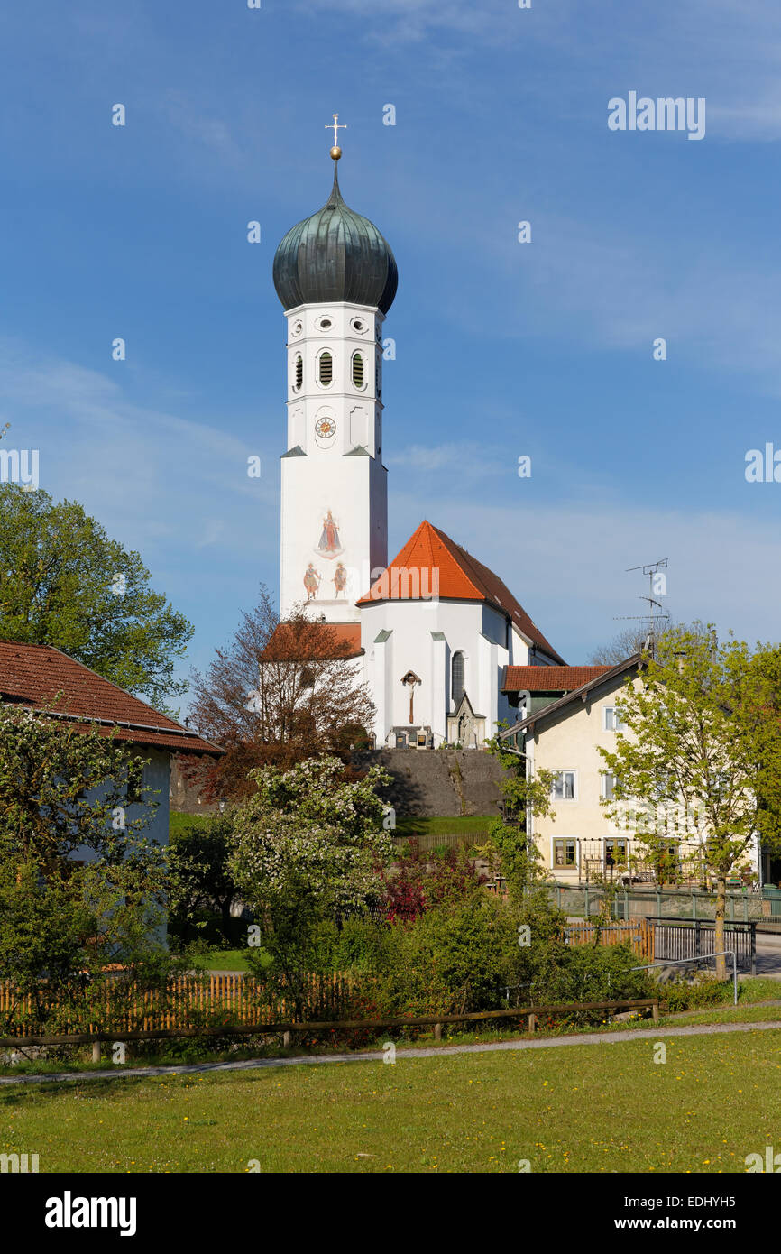 Parish of the Assumption, Münsing, Upper Bavaria, Bavaria, Germany Stock Photo