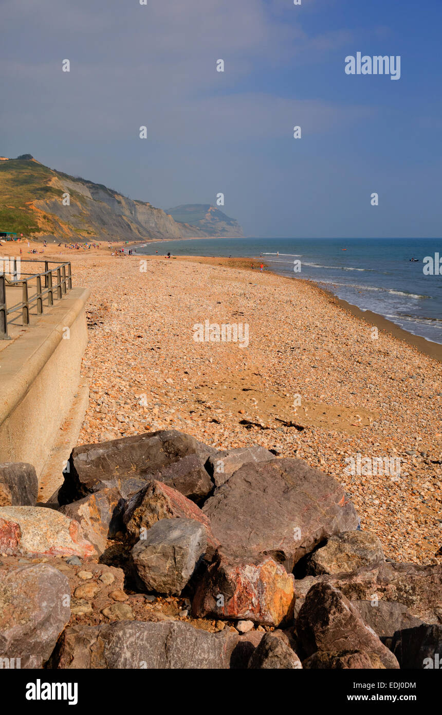 Charmouth beach and coast Dorset England UK with shingle and coastline Stock Photo