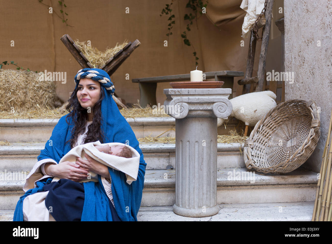 Crib, nativity scene Stock Photo Alamy