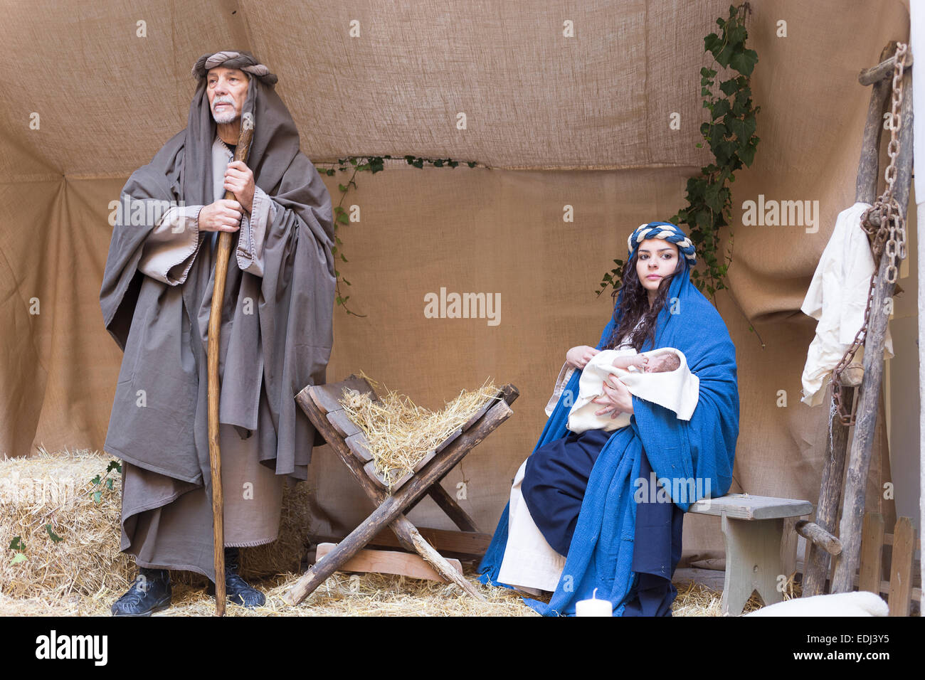 Crib, nativity scene Stock Photo Alamy
