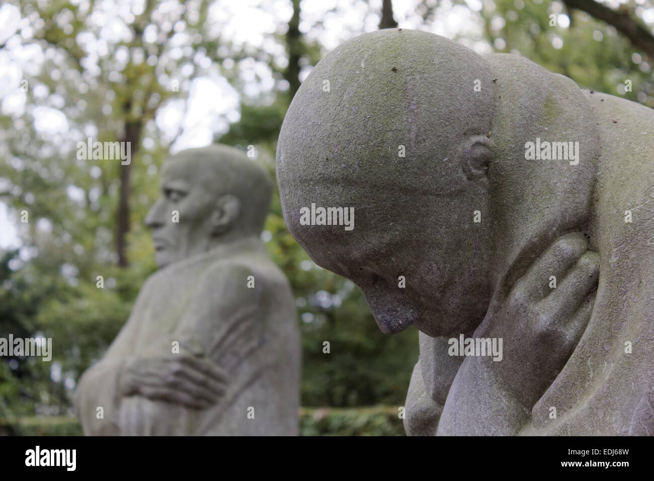 Kaethe Kollwitz statues of grieving parents at Vladslo German war cemetery, Belgium. Stock Photo