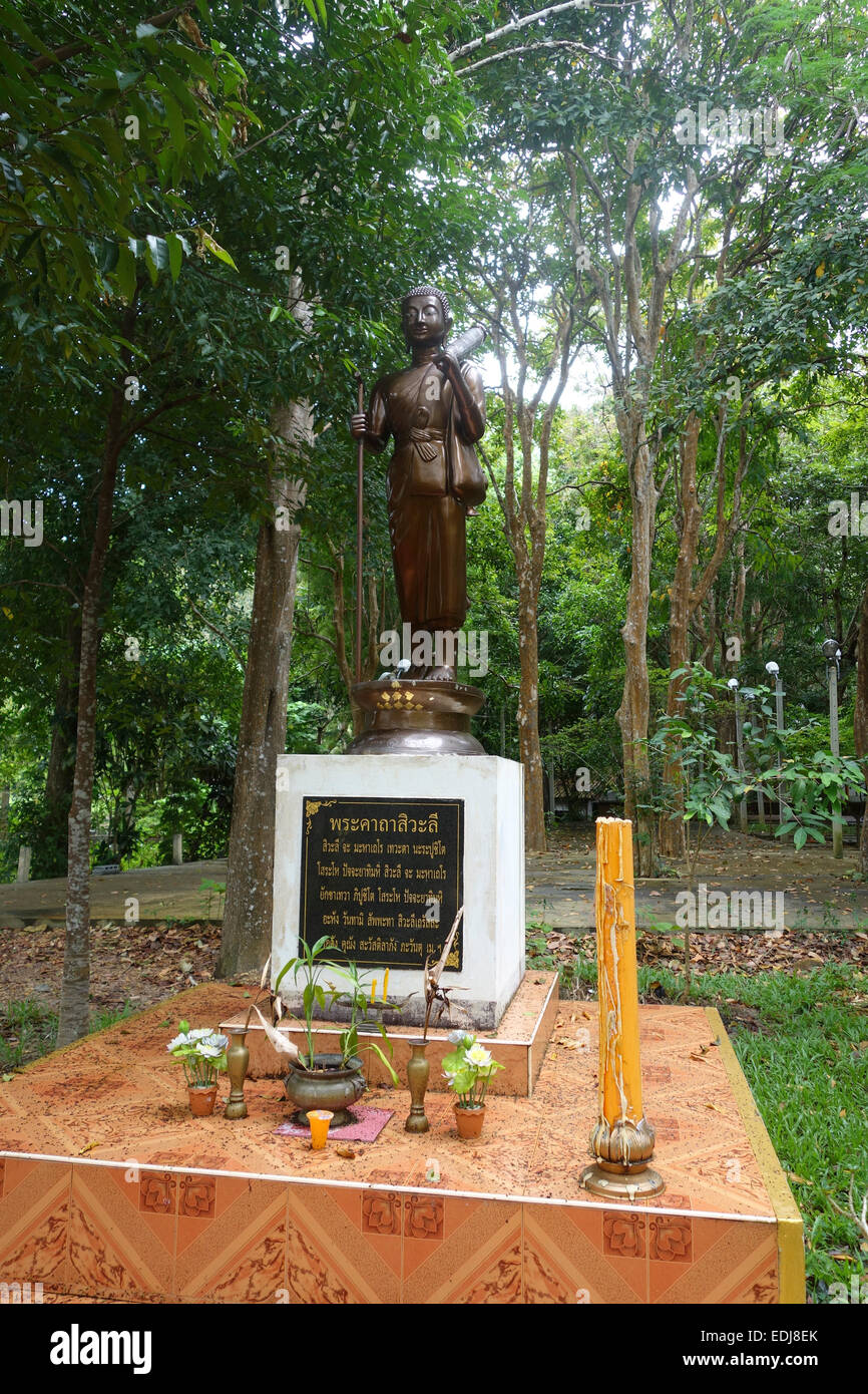 Statue of Buddha, Lanta Old Town Buddhist temple, forest monastery, Koh ...