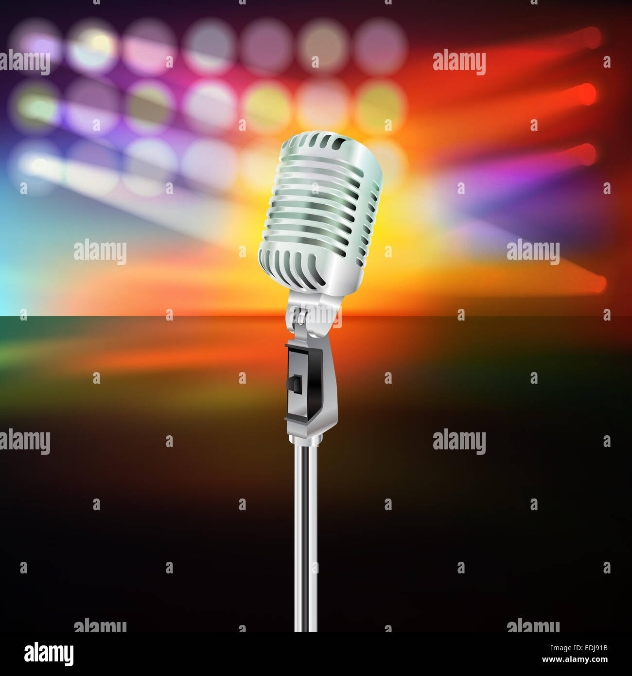 abstract background with microphone on music stage Stock Photo