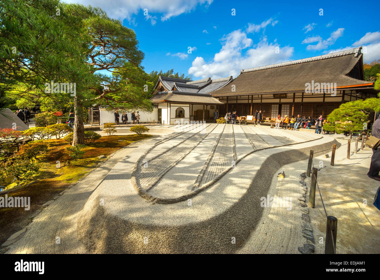 KYOTO, JAPAN-DECEMBER 03, 2014;View at Ginkaku-ji Temple and Silver Sand Sea (Ginshadan). Gingaku-ji,as the Temple of the Silver Stock Photo