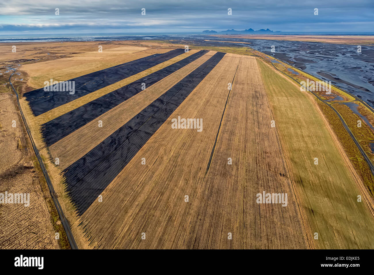 Aerial view of farmland on the South Coast of Iceland Stock Photo Alamy